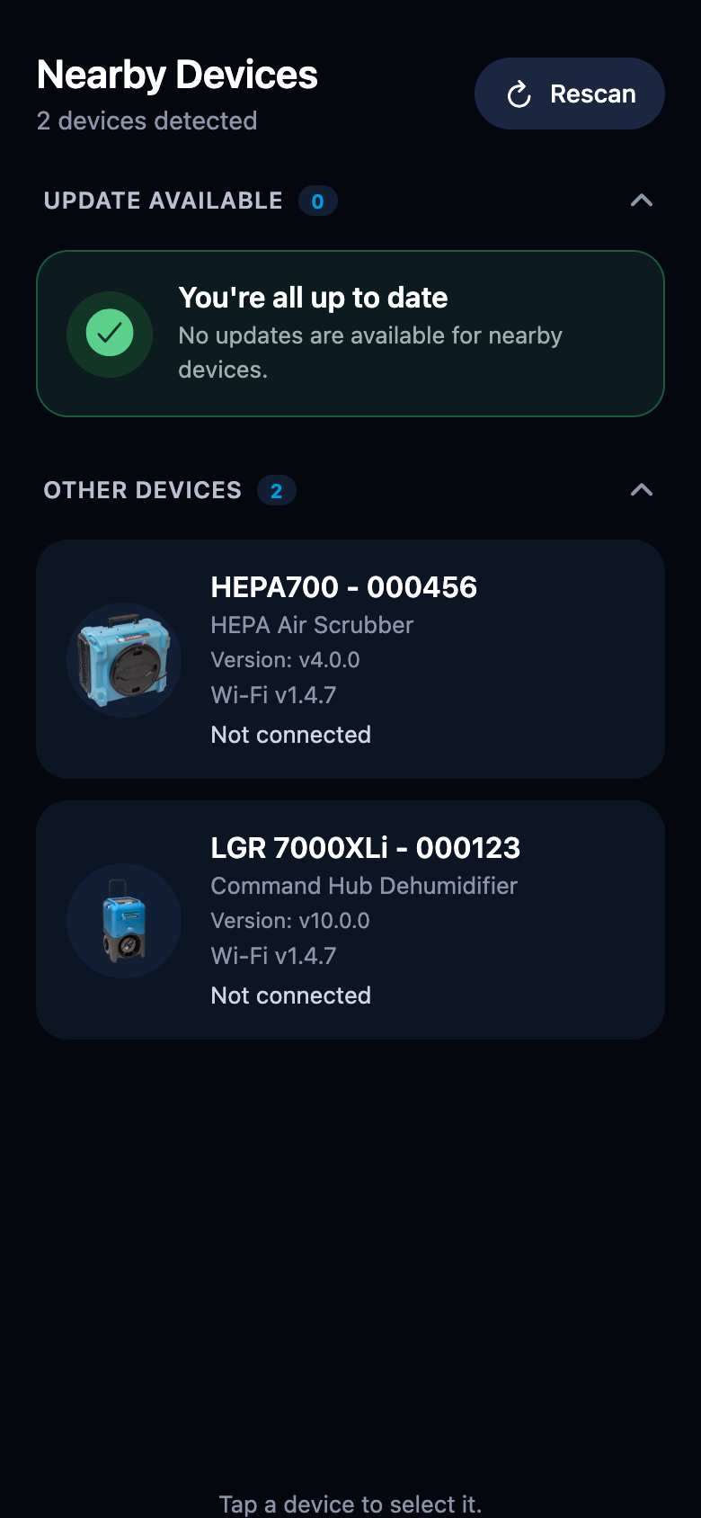 List when every device is current